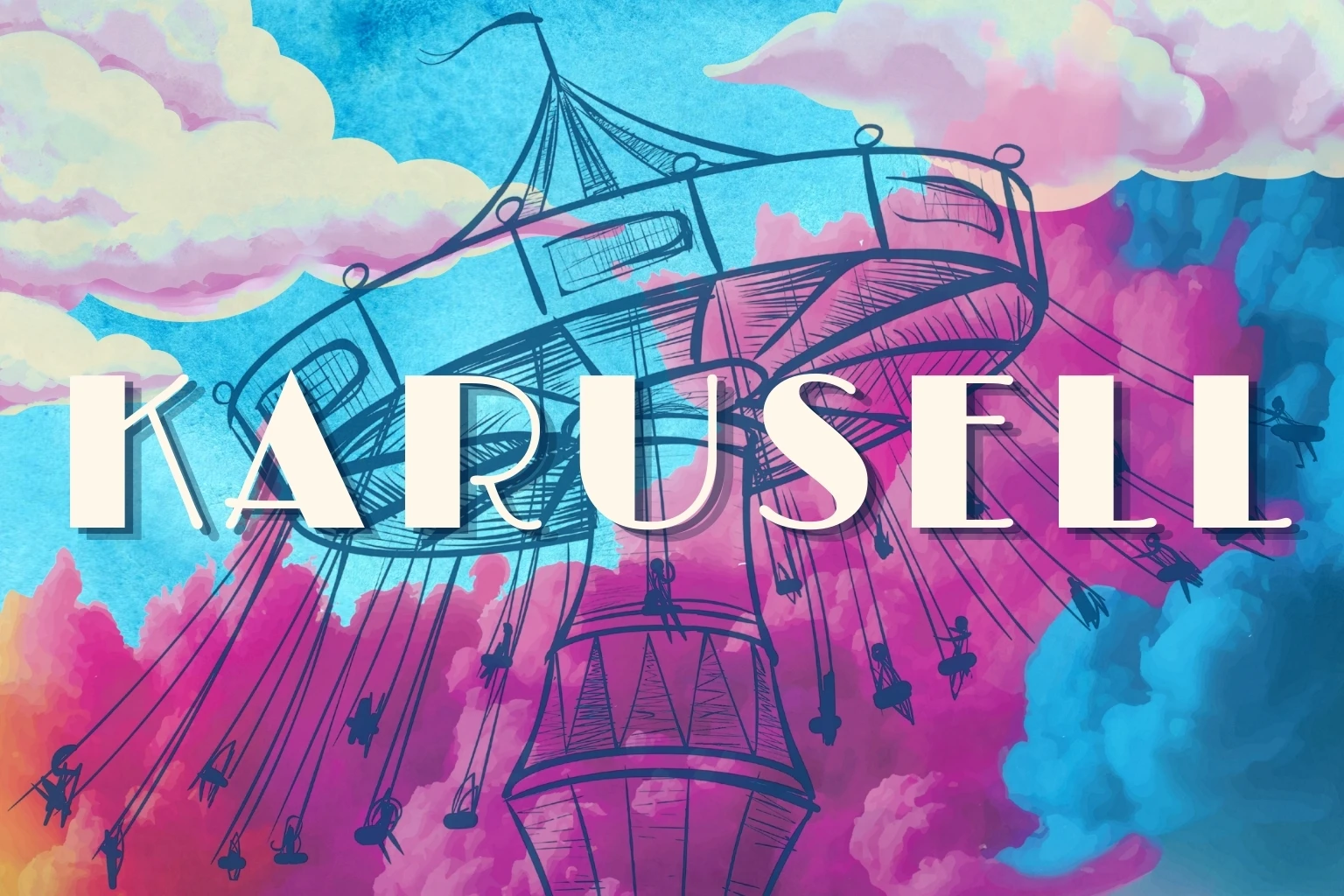 Färgglada moln och en slänggunga