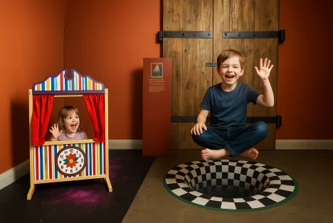 pojke svävar i luften