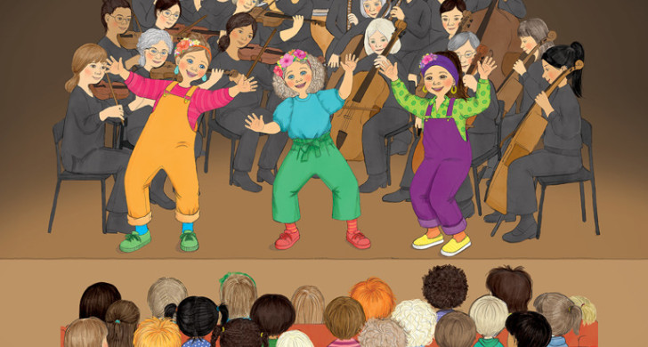 Illustration av tre damer som sjunger. Fotografi.