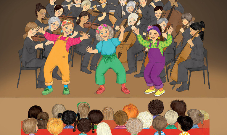 Illustration av tre damer som sjunger. Fotografi.