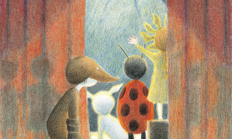 Illustration ur boken "Ensam mullvad på en scen"