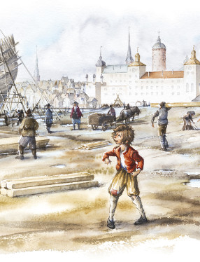 Pojken Olof på skeppsgården i Stockholm.