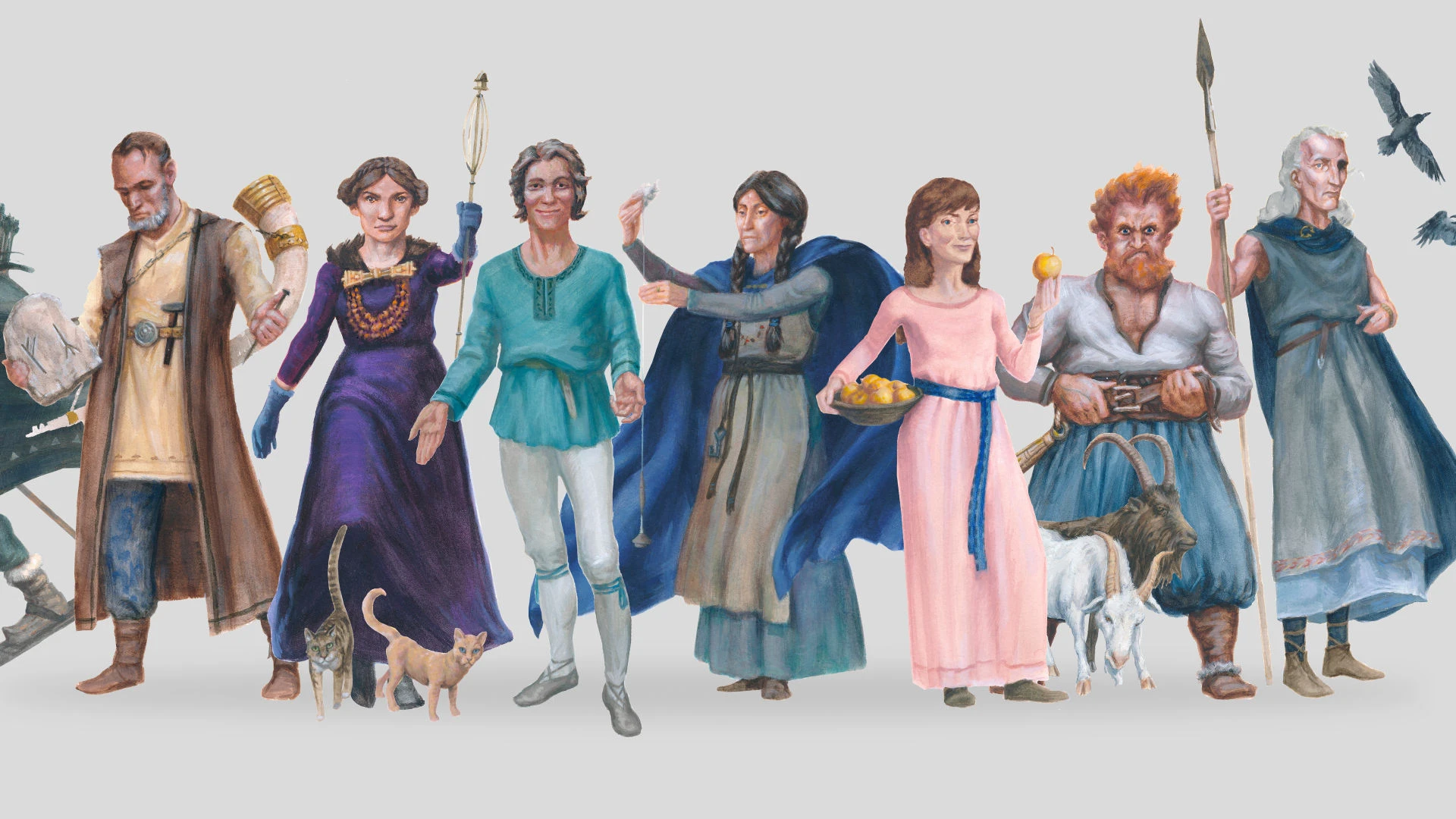 Illustration av nordiska gudar.