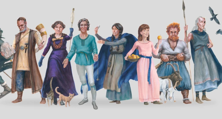 Illustration av nordiska gudar.