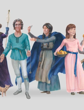 Illustration av nordiska gudar.